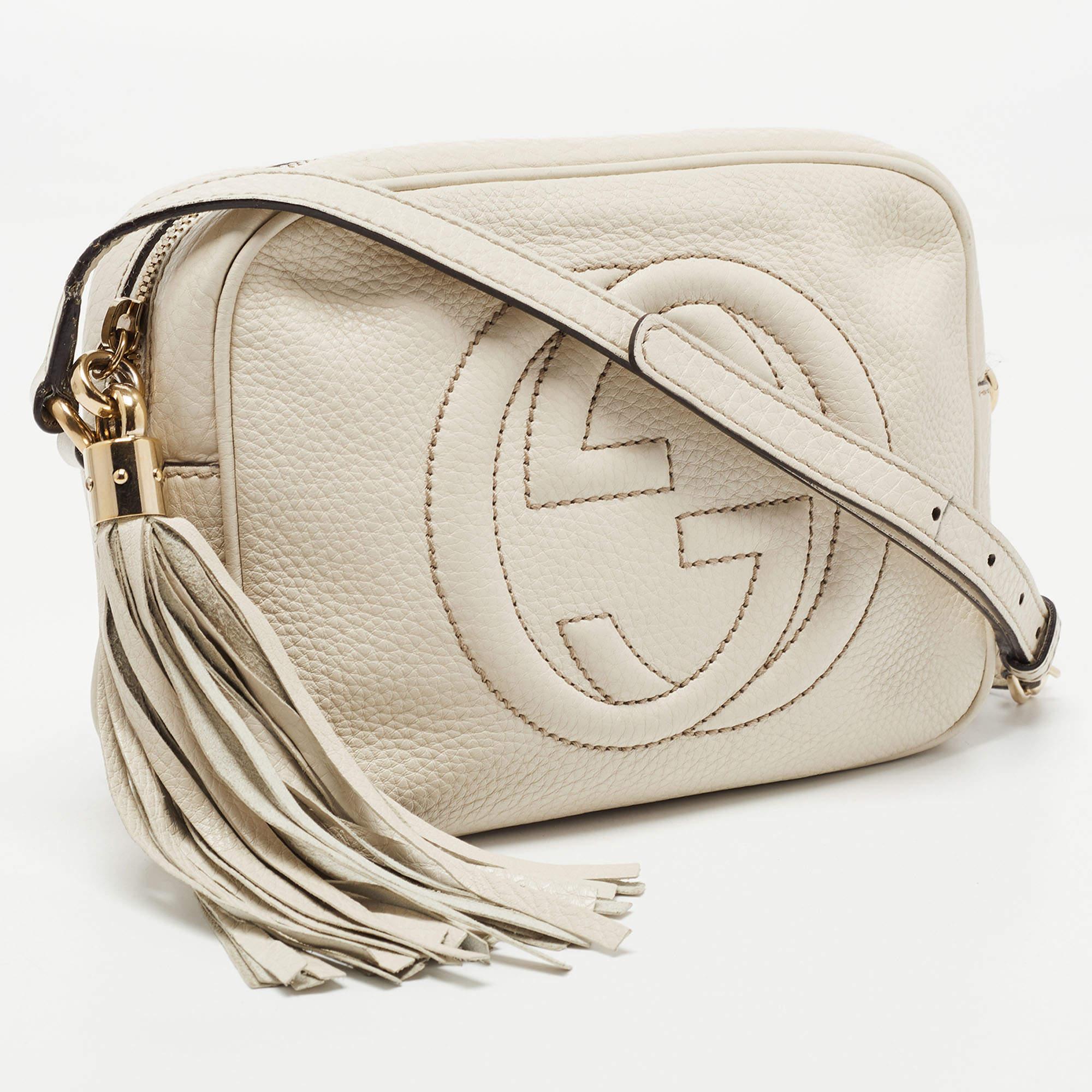 Women's Gucci Off White Leather Small Soho Disco Shoulder Bag