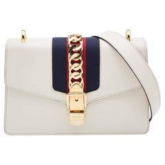 Gucci Off White Leather Small Web Sylvie Shoulder Bag