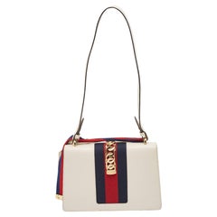 Gucci Off White Leather Small Web Sylvie Shoulder Bag