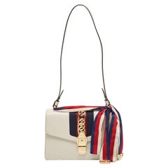 Gucci Off White Leather Small Web Sylvie Shoulder Bag