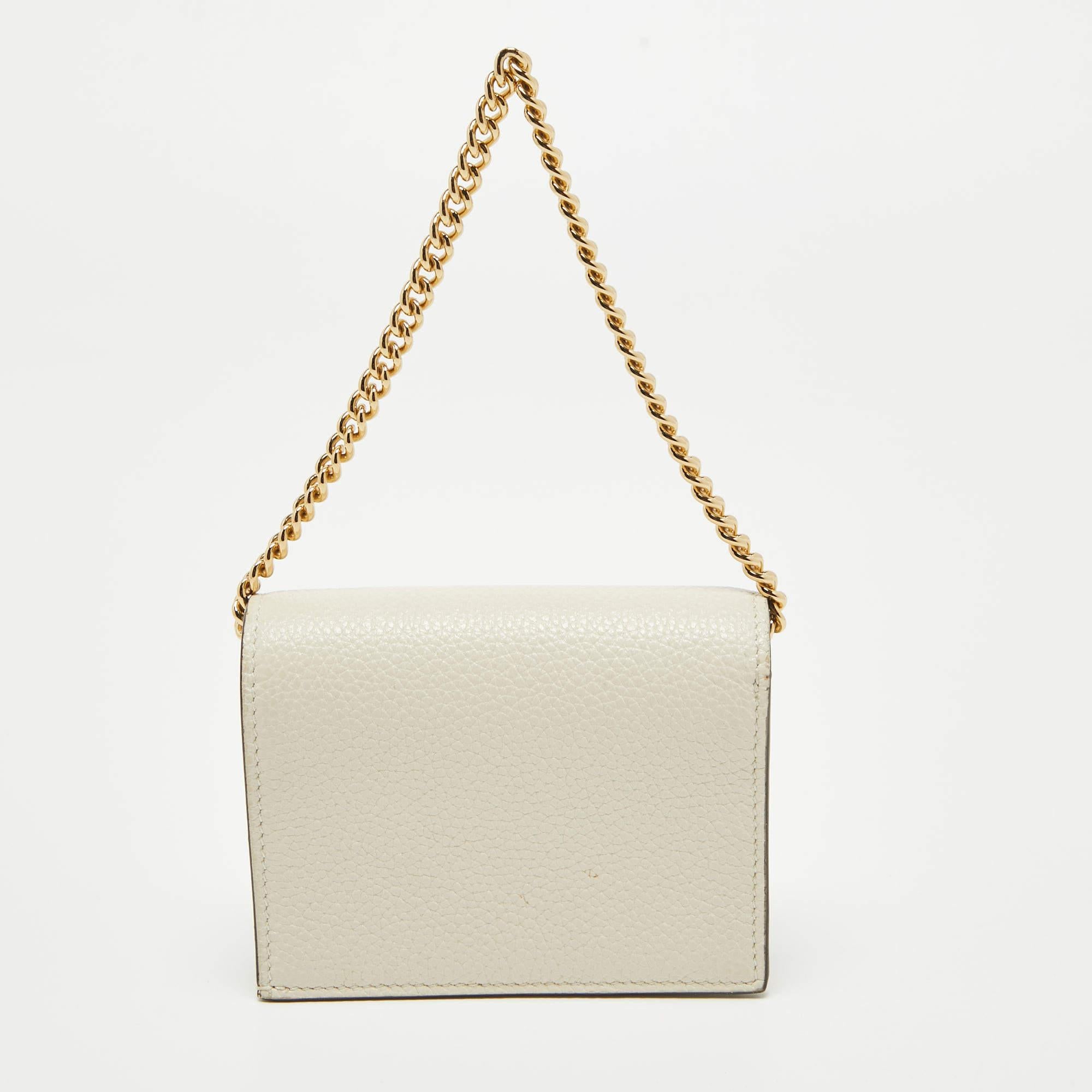 Women's Gucci Off White Leather Zumi Wallet On Chain