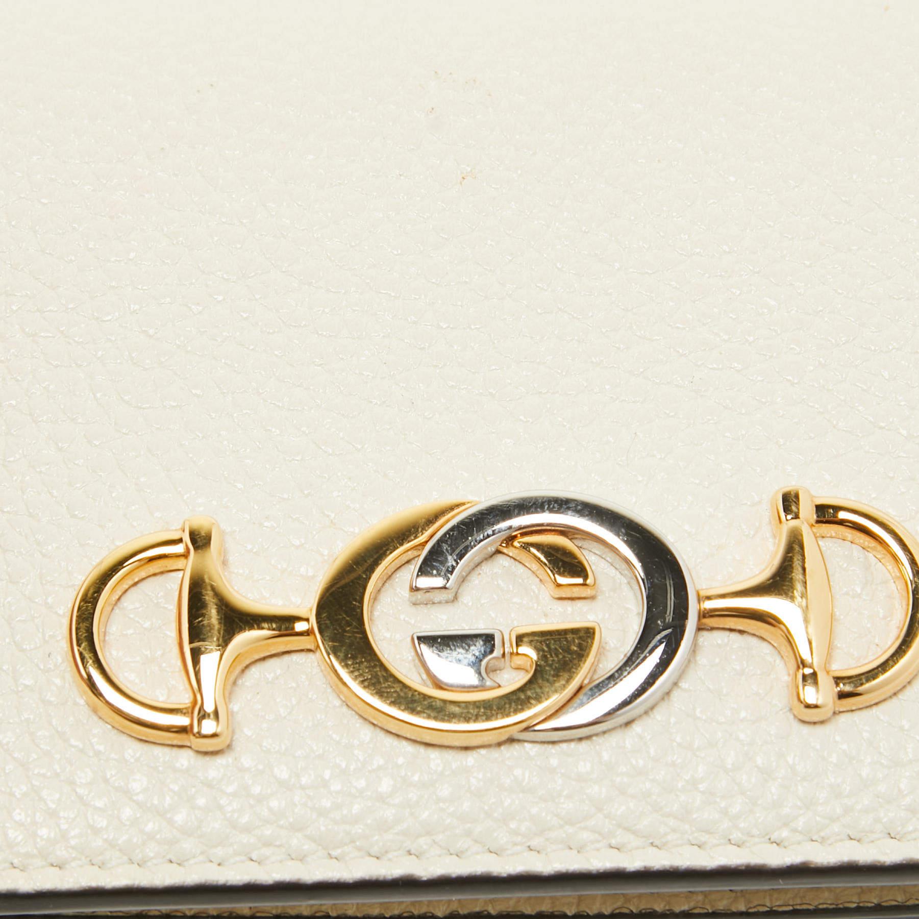 Gucci Off White Leather Zumi Wallet On Chain 1