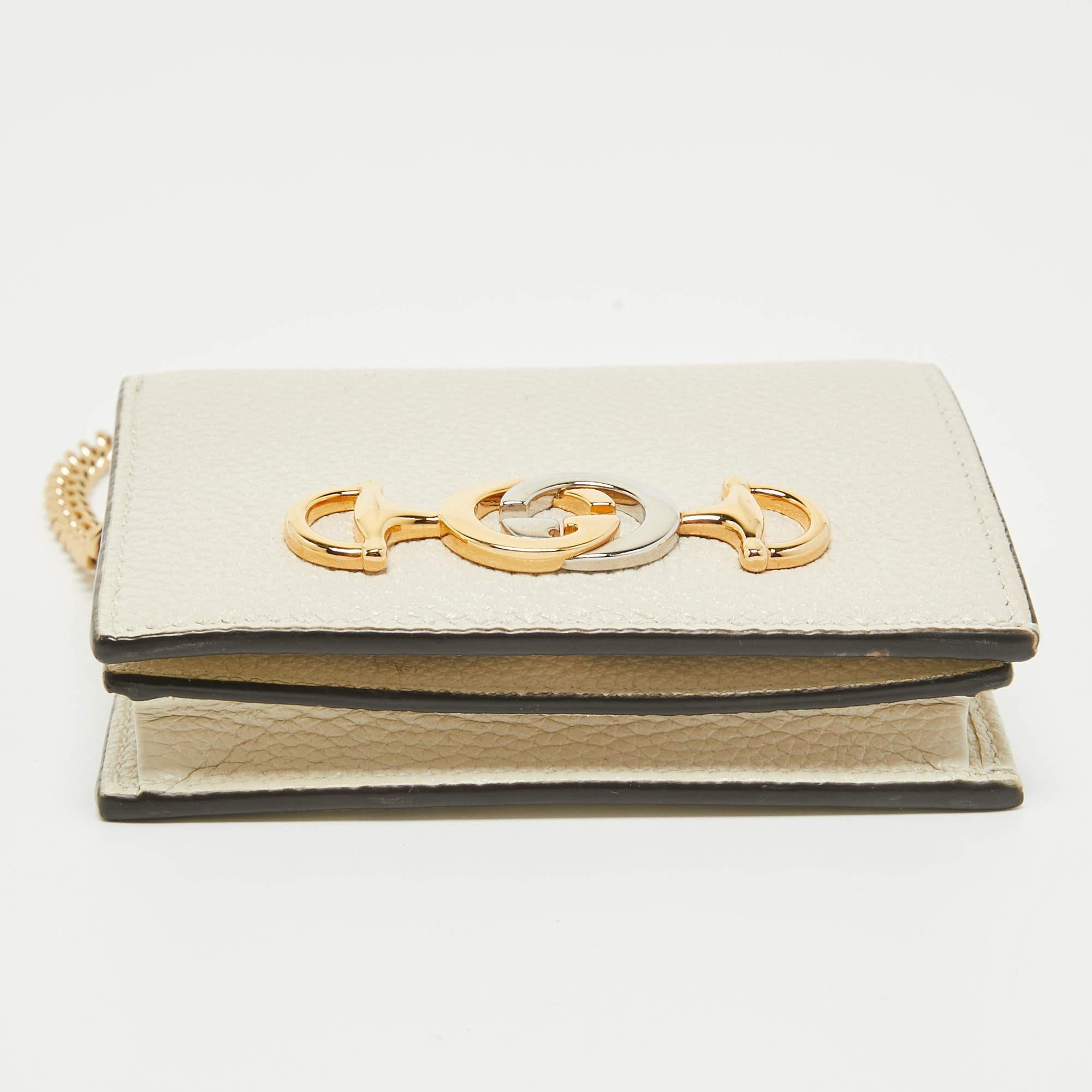 Gucci Off White Leather Zumi Wallet On Chain 3