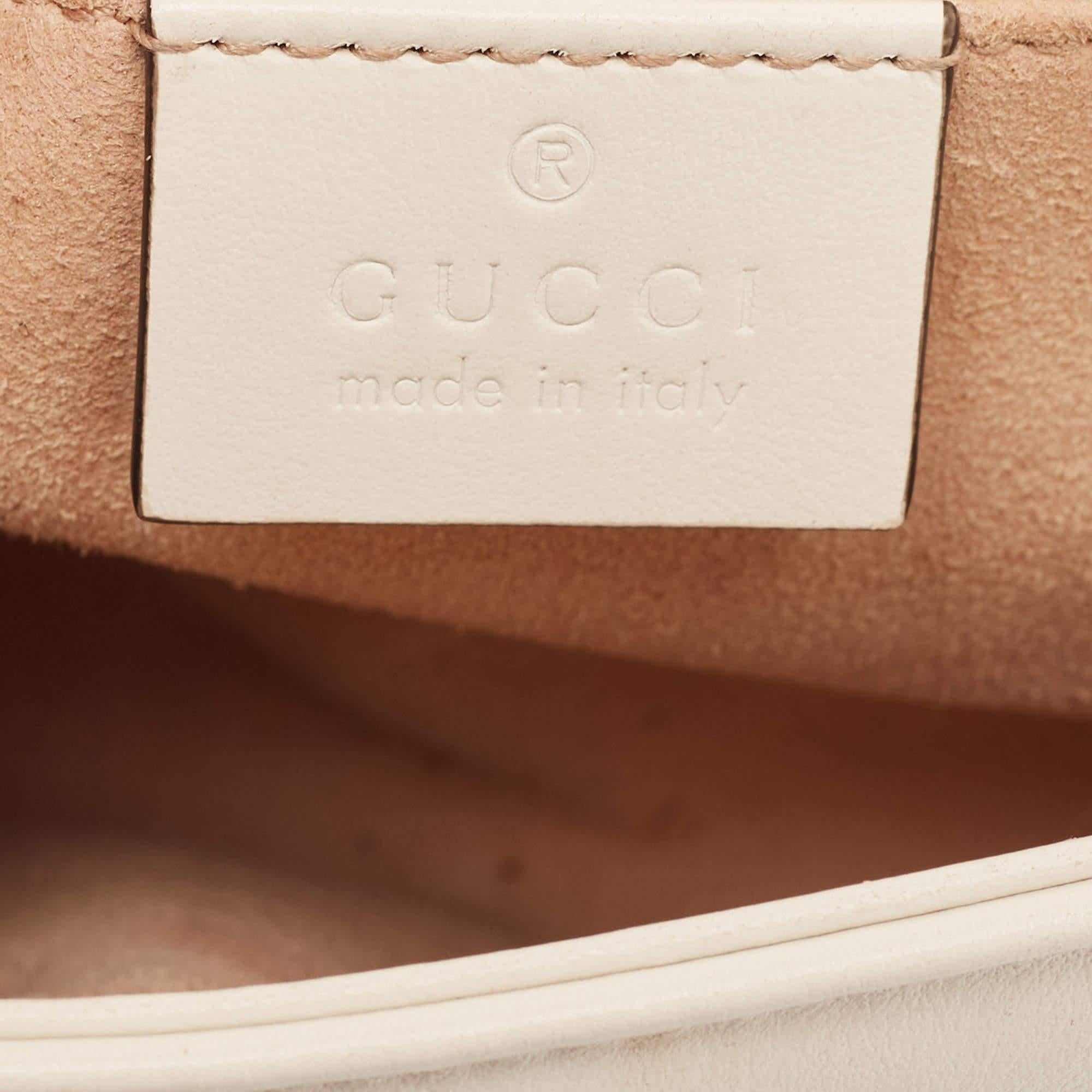 Gucci Off White Matelassé Leather Mini GG Marmont Shoulder Bag 7