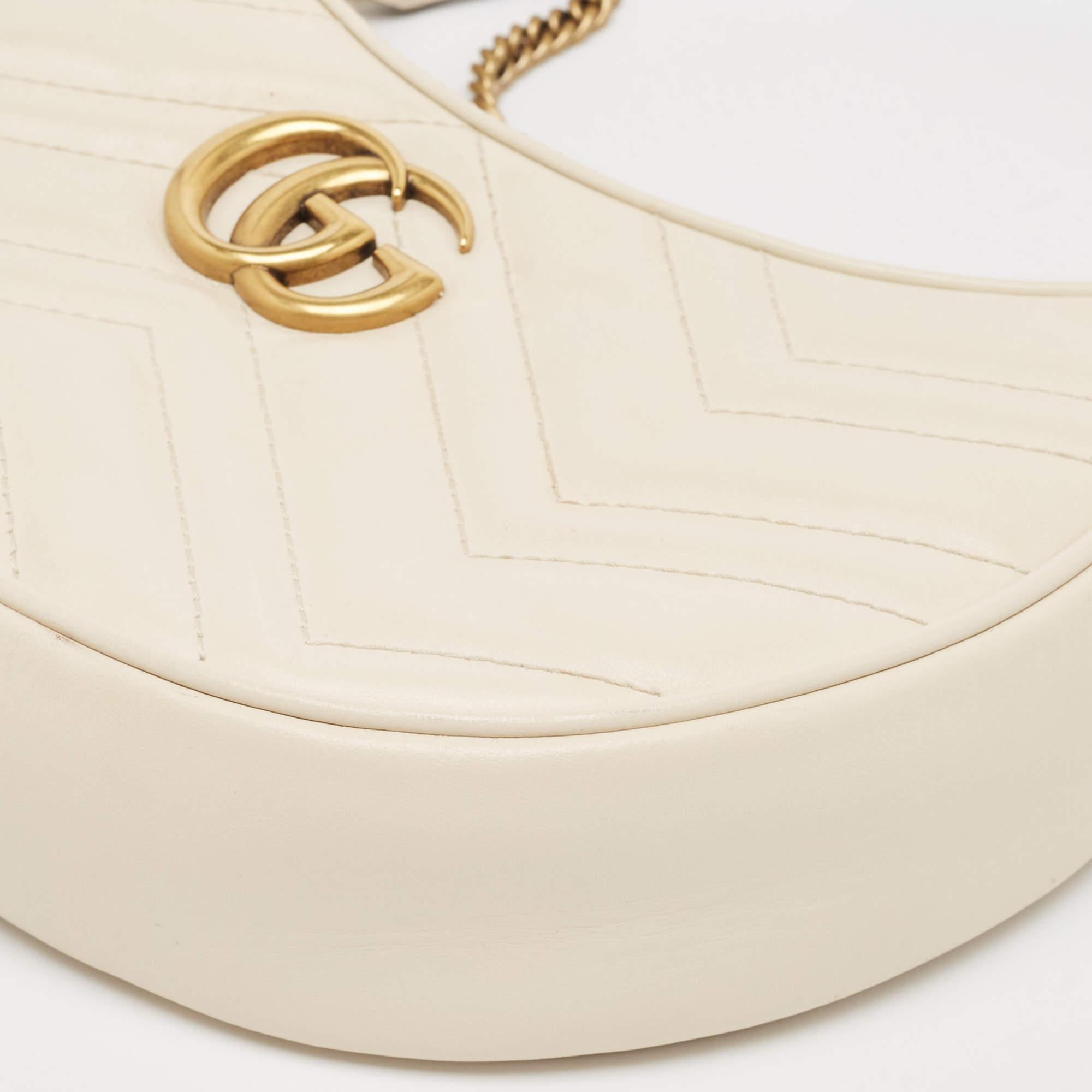 Gucci Off White Matelasse Leather Mini GG Marmont Shoulder Bag 5