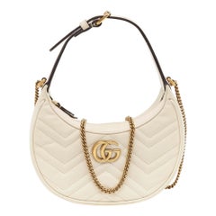 Gucci Off White Matelasse Leather Mini GG Marmont Shoulder Bag