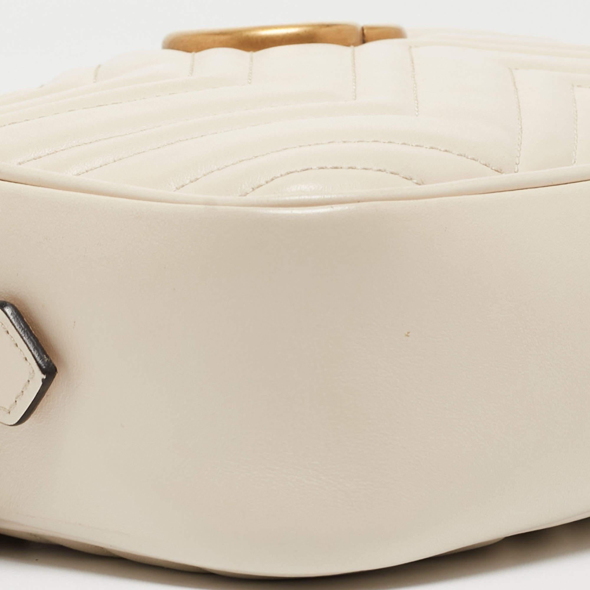 Gucci OFF White Matelassé Leather Small GG Marmont Shoulder Bag 7