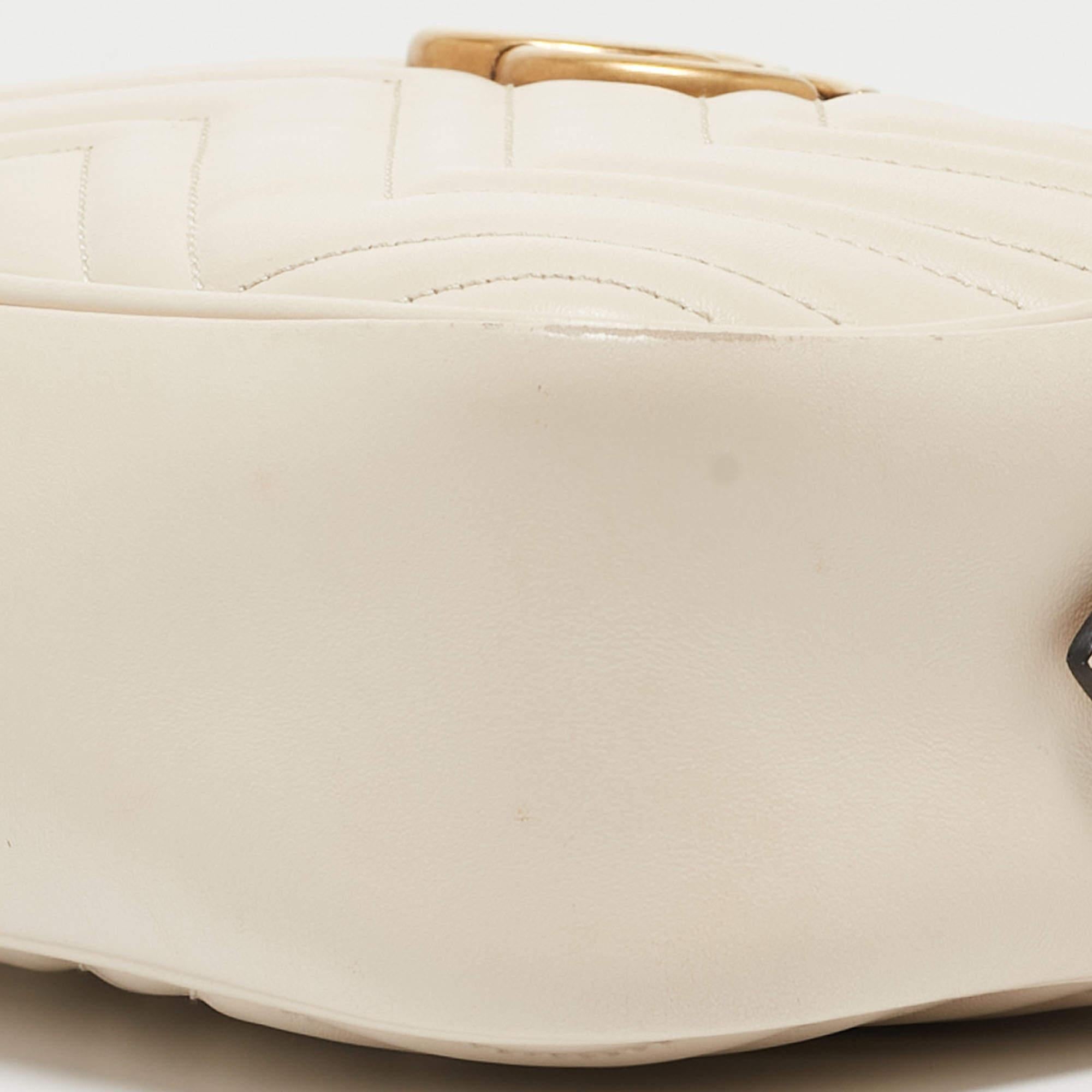 Gucci OFF White Matelassé Leather Small GG Marmont Shoulder Bag 8