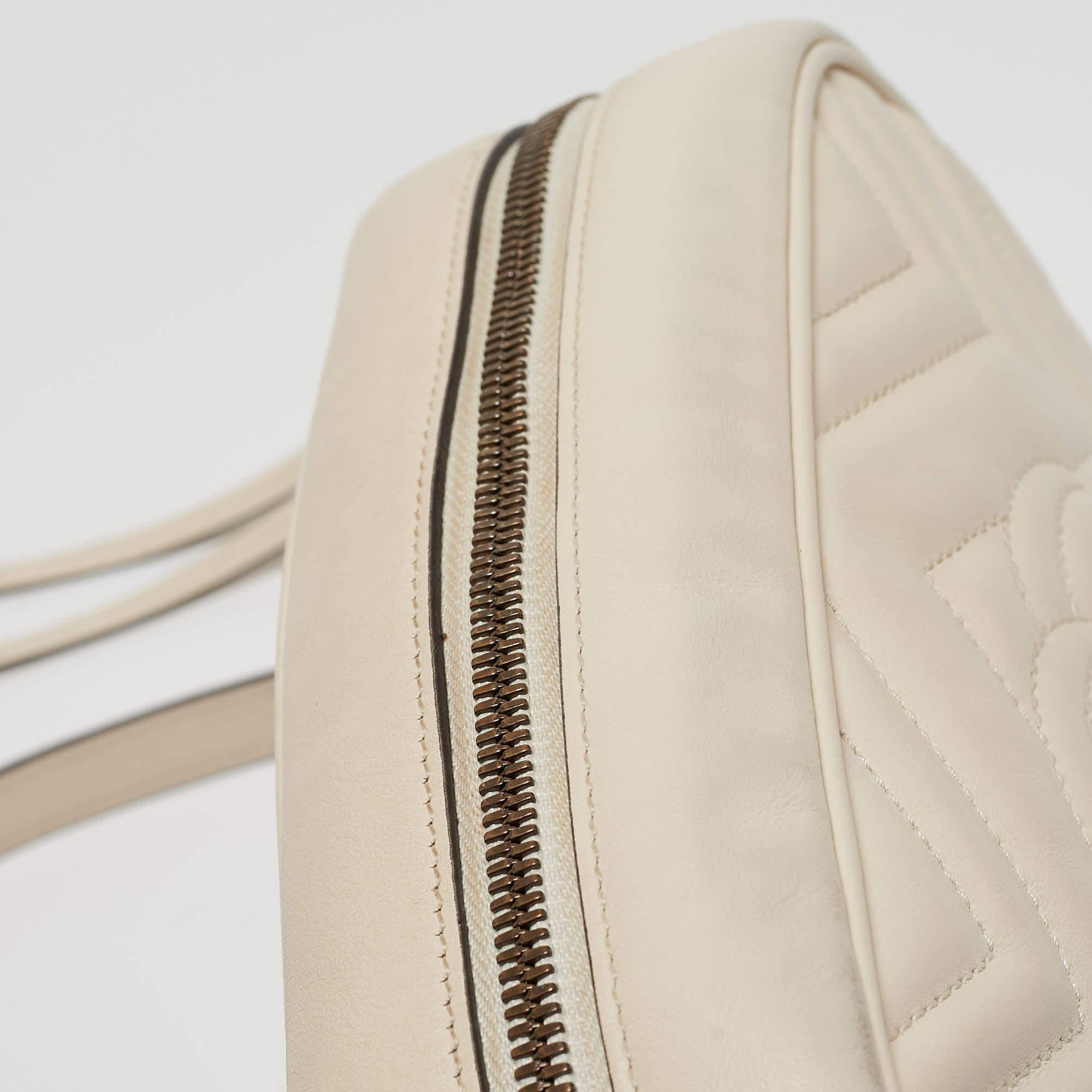 Gucci OFF White Matelassé Leather Small GG Marmont Shoulder Bag 12