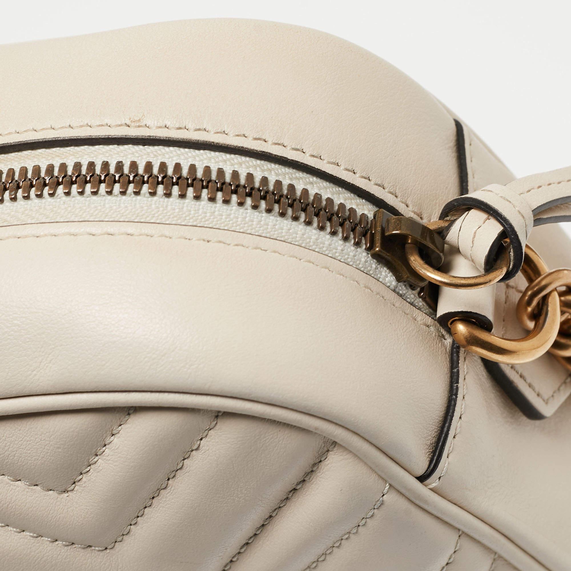 Gucci OFF White Matelassé Leather Small GG Marmont Shoulder Bag 13