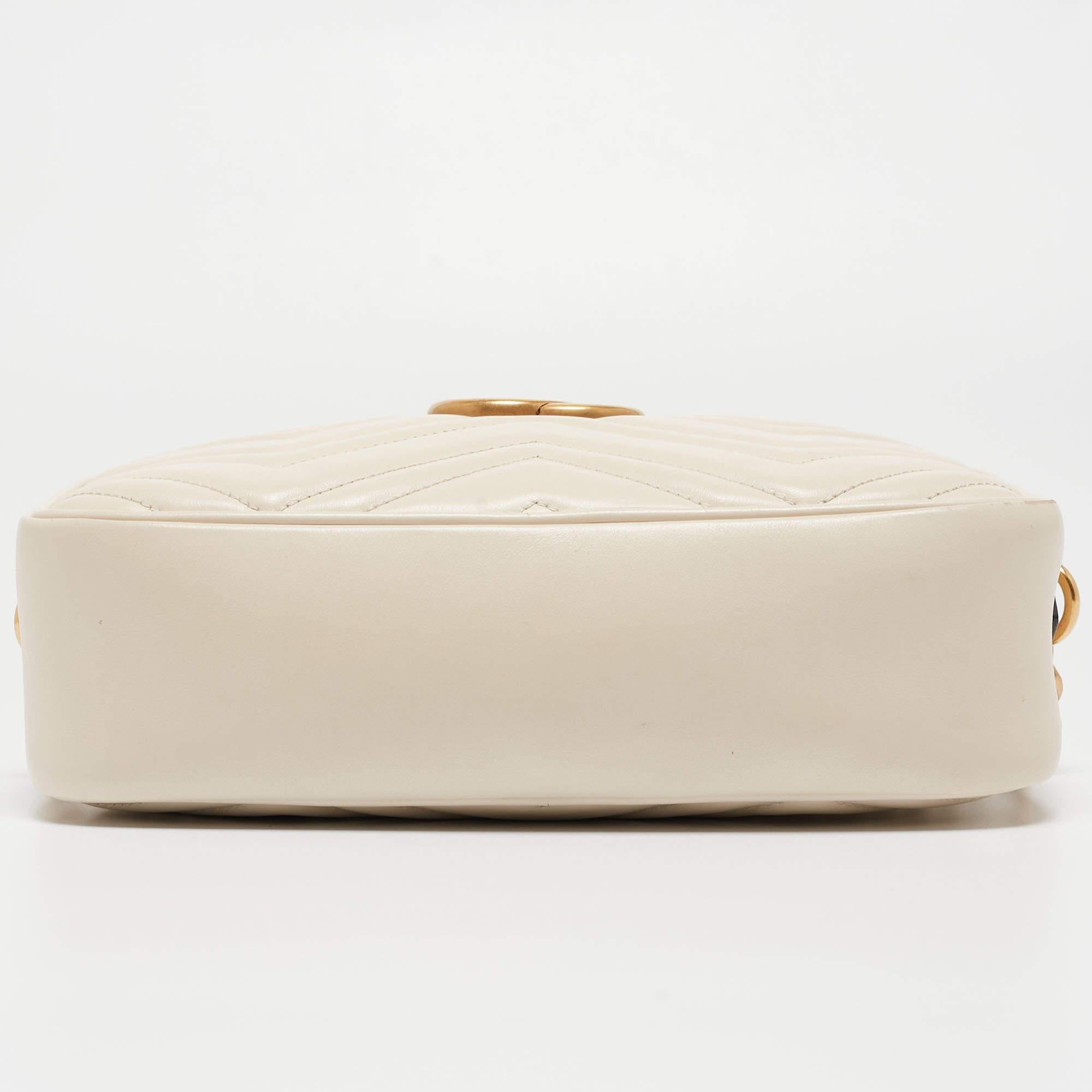 Gucci OFF White Matelassé Leather Small GG Marmont Shoulder Bag 1