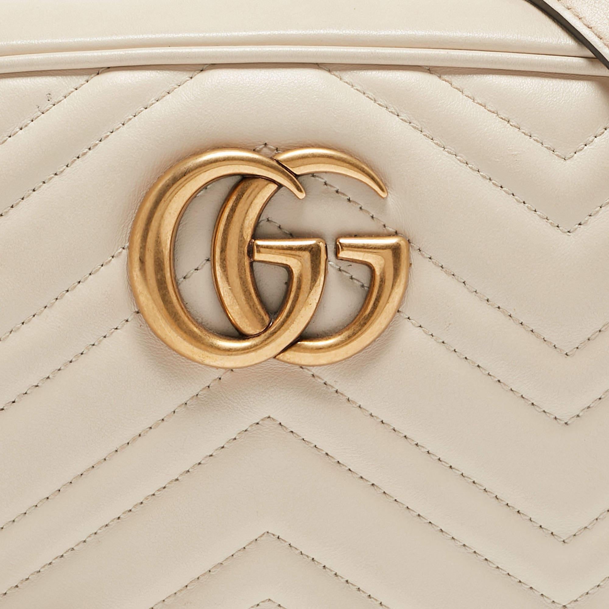 Gucci OFF White Matelassé Leather Small GG Marmont Shoulder Bag 2