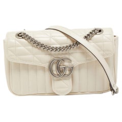 Gucci Off White Mix Quilted Leather Small GG Marmont Shoulder Bag