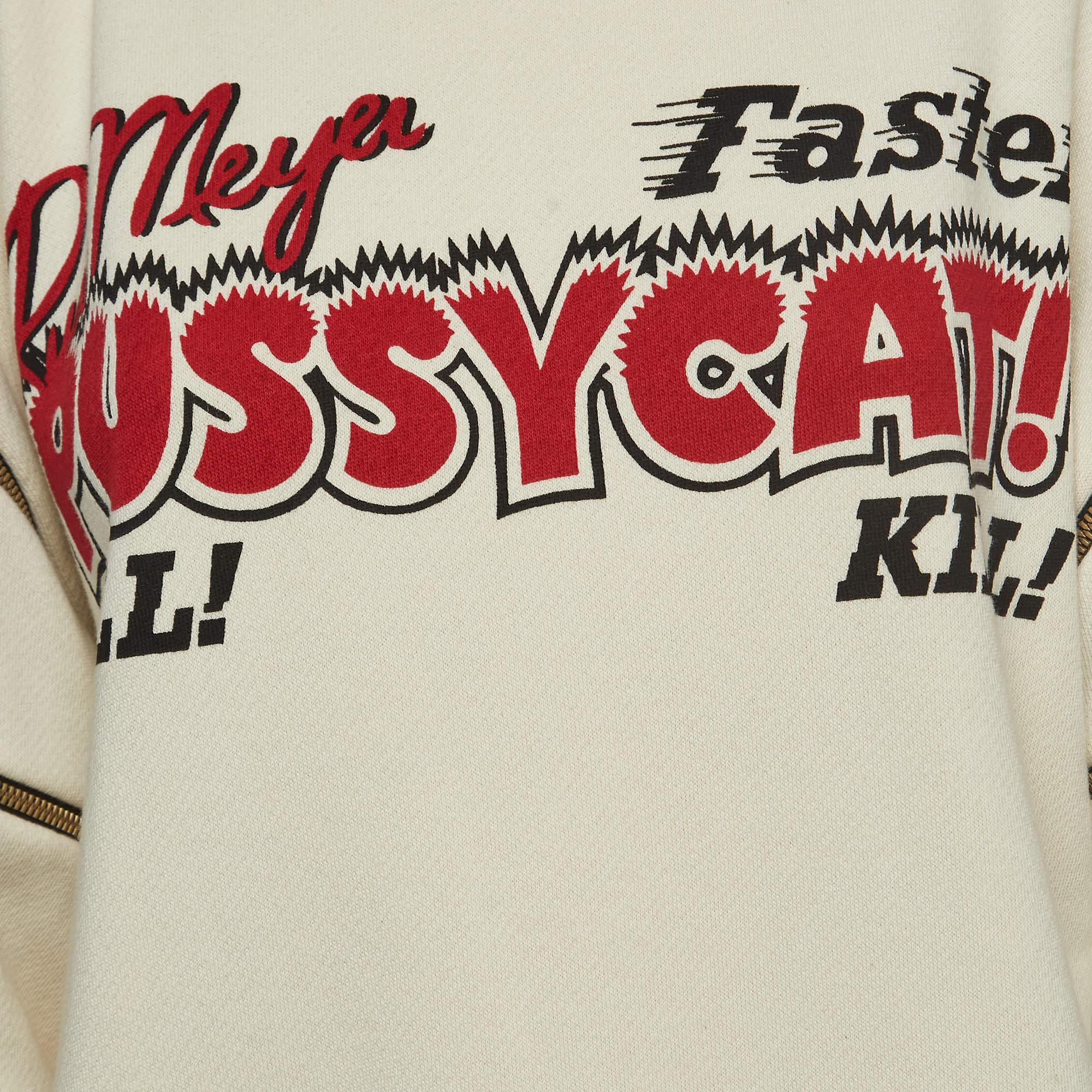 Gucci Off-White Bedrucktes Sweatshirt mit Reißverschluss aus Baumwolle S Herren im Angebot