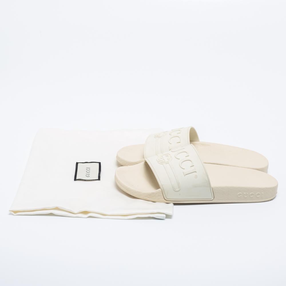 Gucci Off White Rubber Interlcoking G Pool Slides Size 36 4
