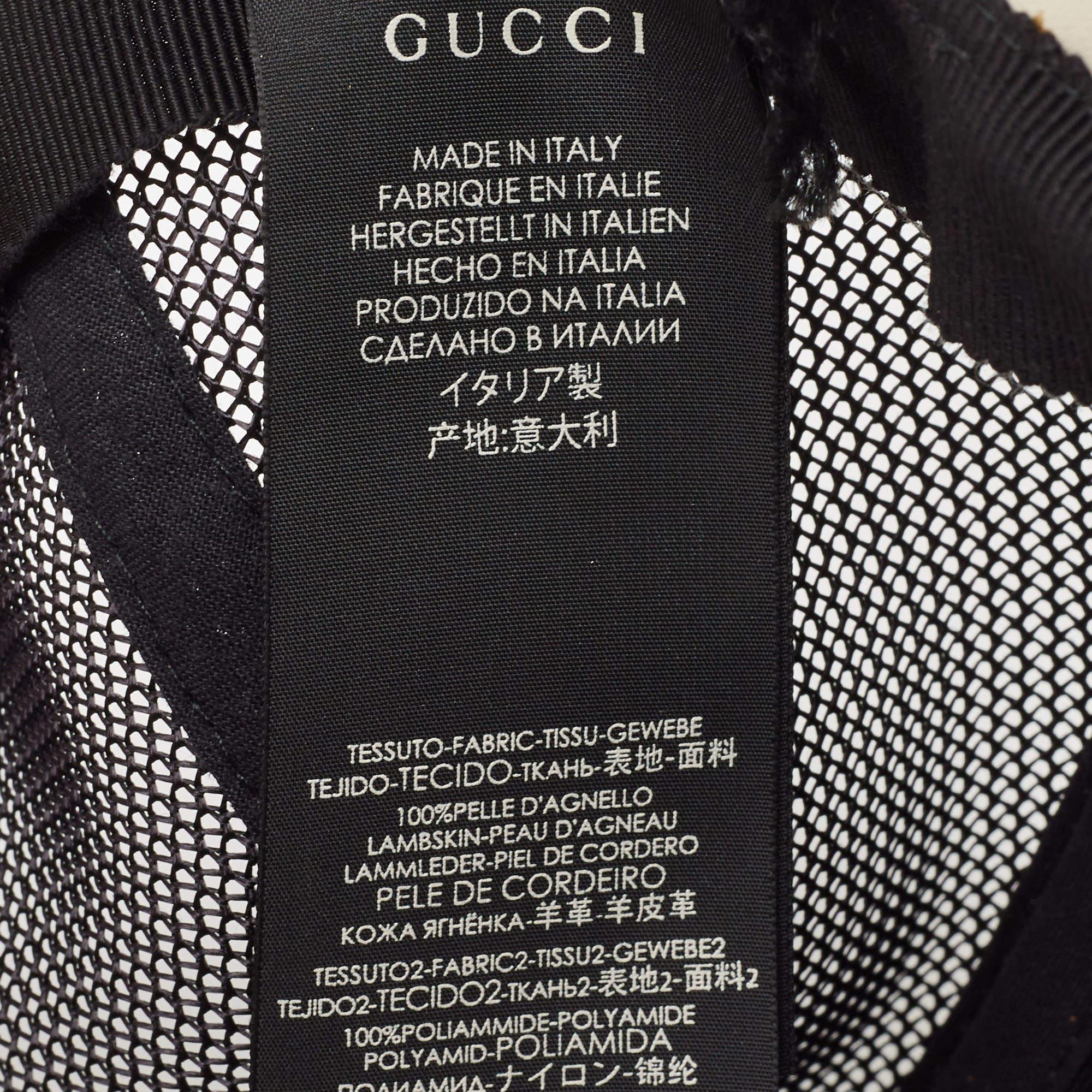 Gucci Off White Stars Logo Print Leather & Nylon Baseball Cap L For Sale 2