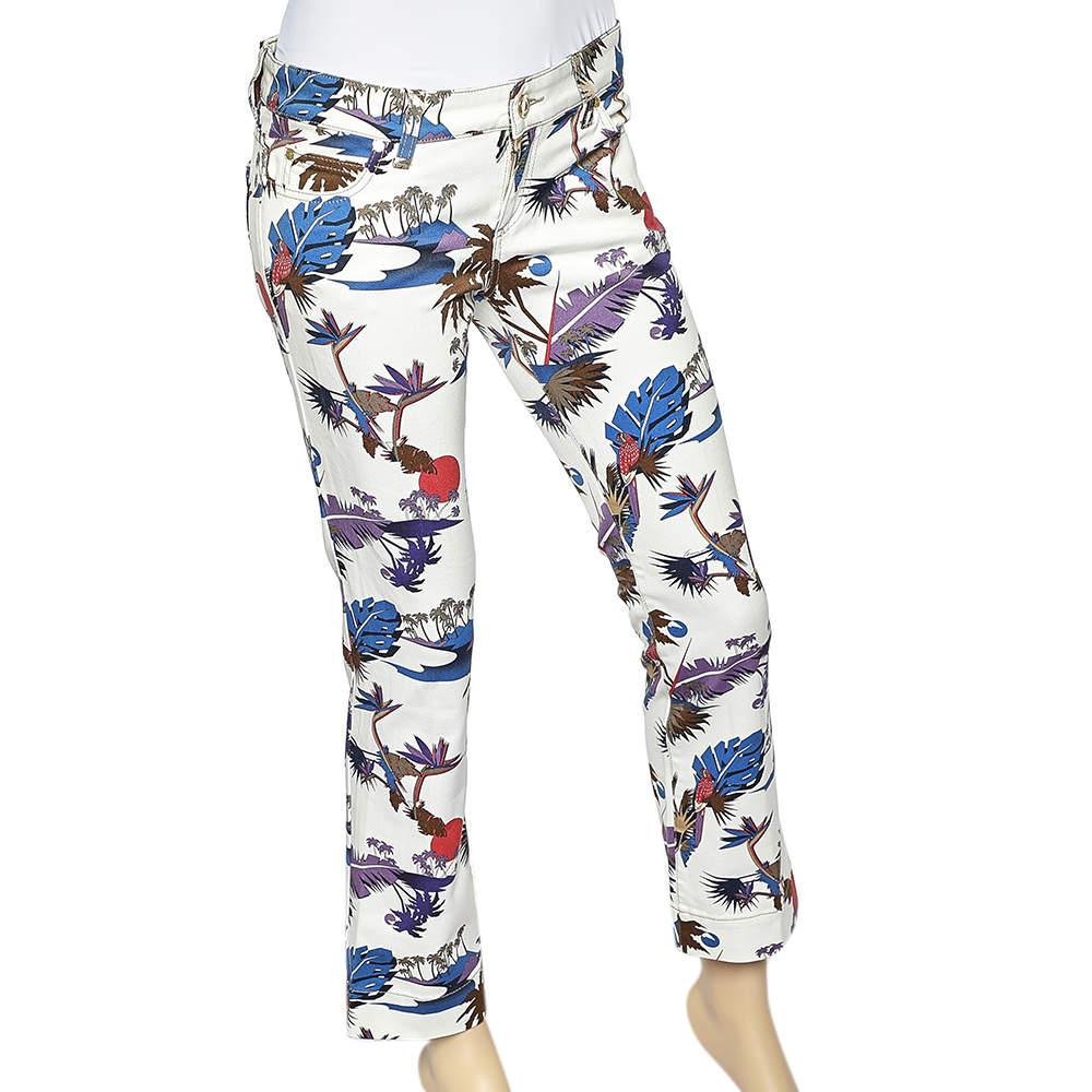 Gray Gucci Off - White Tropical Printed Cotton Twill Pants S For Sale