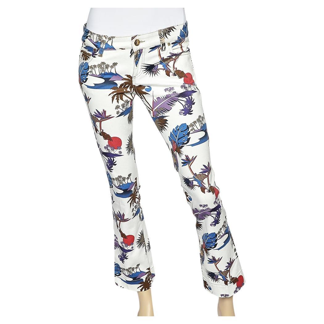 Gucci Off - White Tropical Printed Cotton Twill Pants S For Sale