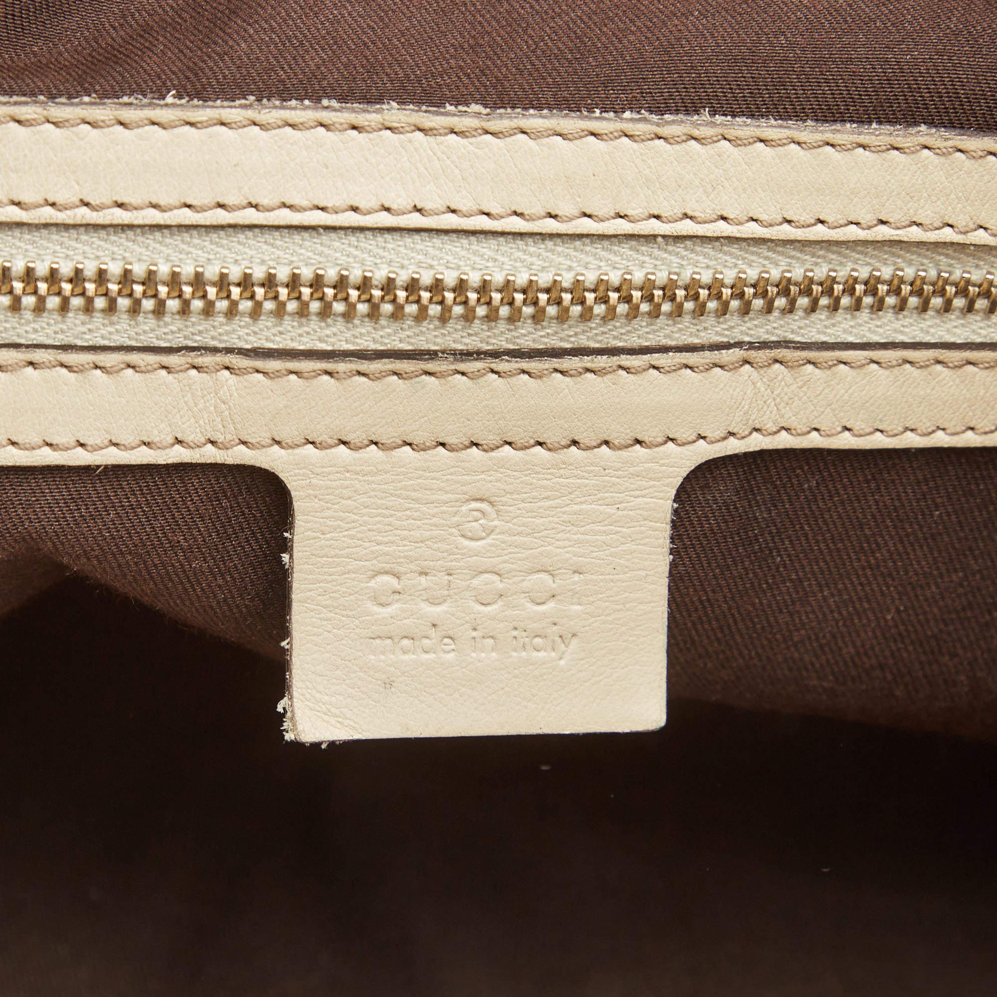 Gucci Offwhite Leather Britt Boston Bag 10
