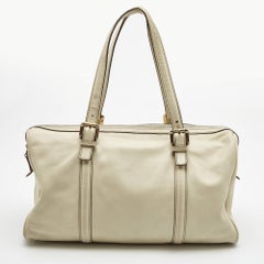 Gucci Borsa Britt Boston in pelle bianca