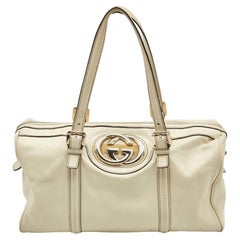 Gucci - Sac Britt Boston en cuir blanc cassé