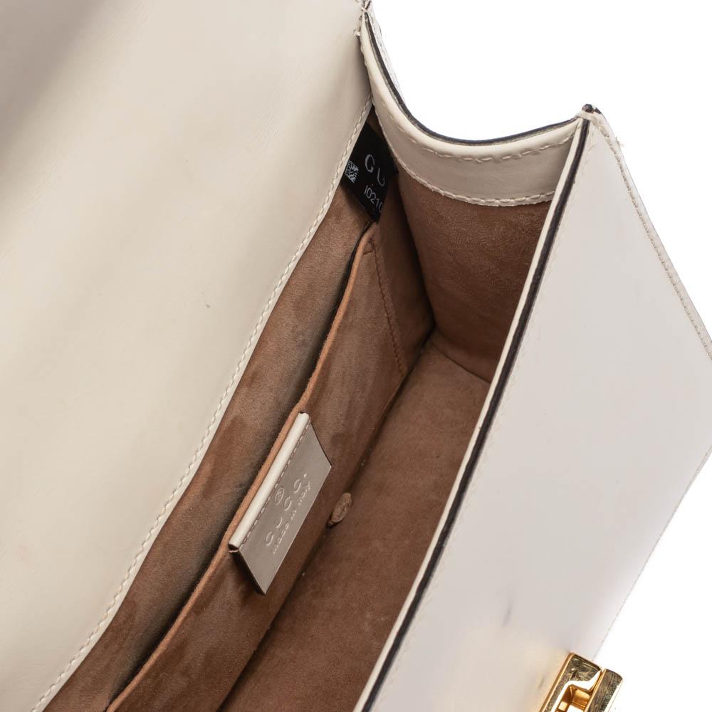 Women's Gucci Offwhite Leather Mini Web Chain Sylvie Shoulder Bag