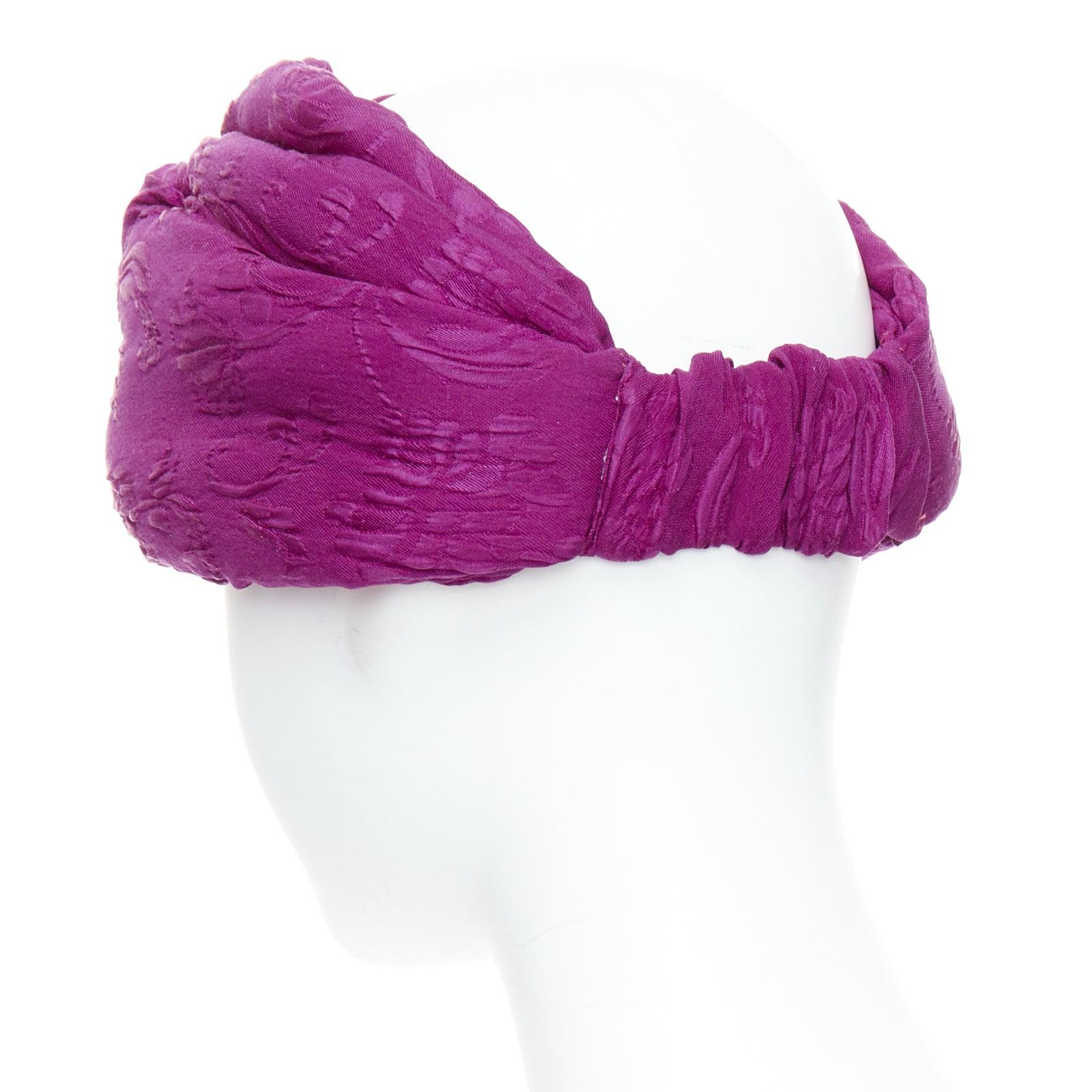 GUCCI Old Hollywood lila Seidenbrokat-Knoten-Turban-Stirnband 57cm M im Angebot 1
