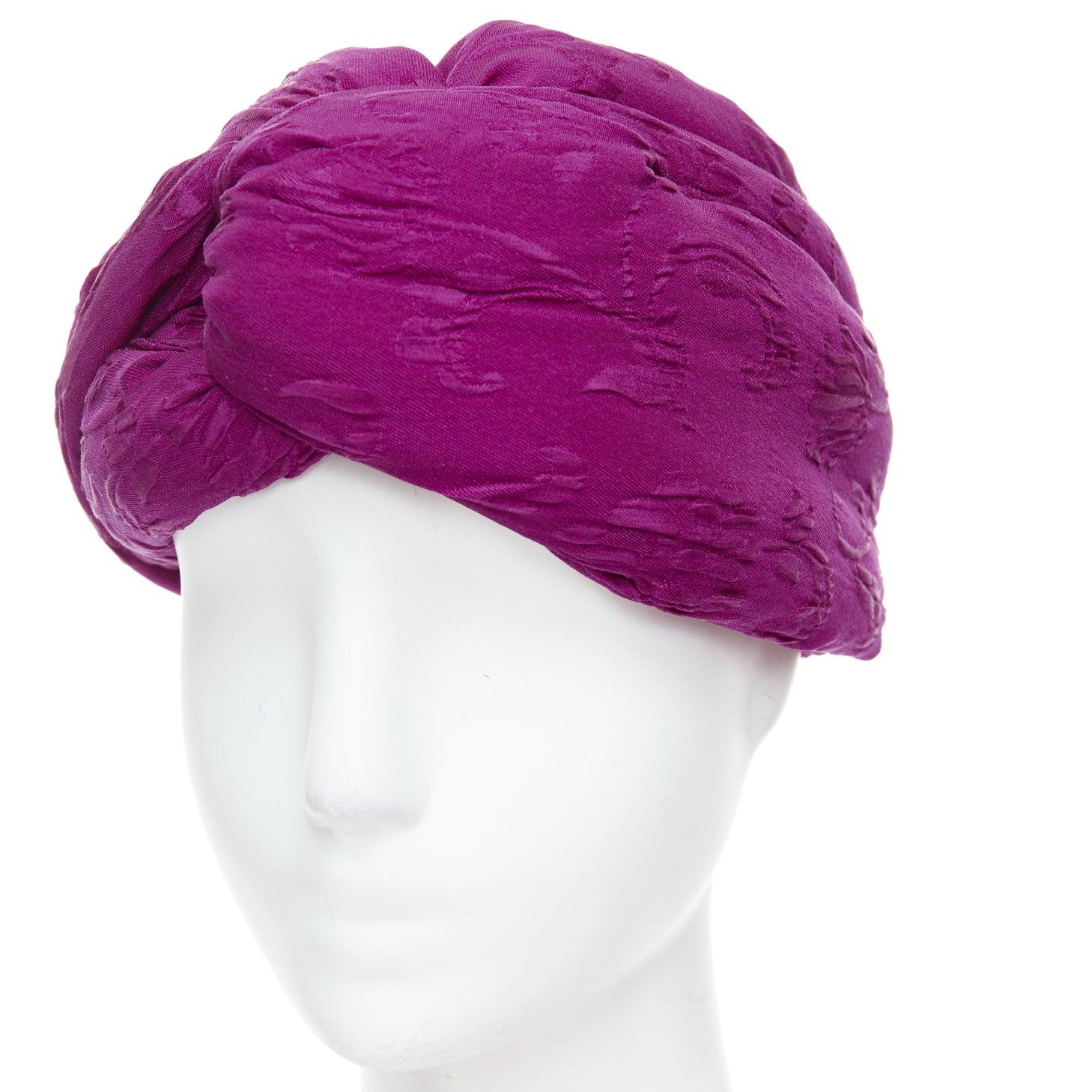 GUCCI Old Hollywood lila Seidenbrokat-Knoten-Turban-Stirnband 57cm M im Angebot 2