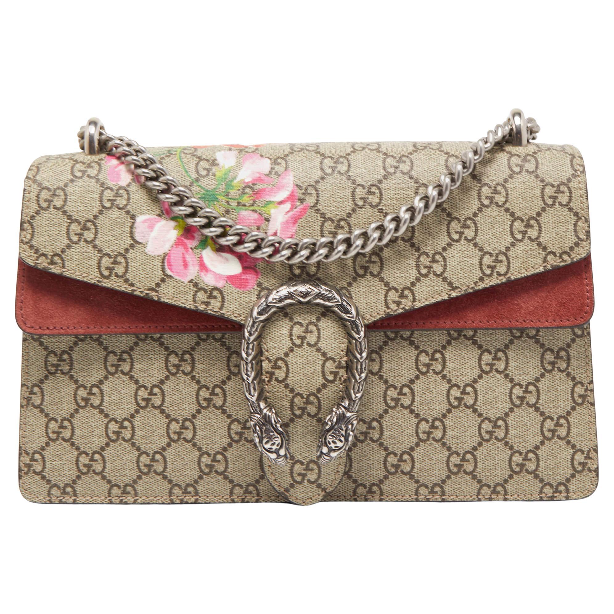 Gucci Mini Blooms GG Supreme Canvas Top Handle Crossbody Bag Red 546312