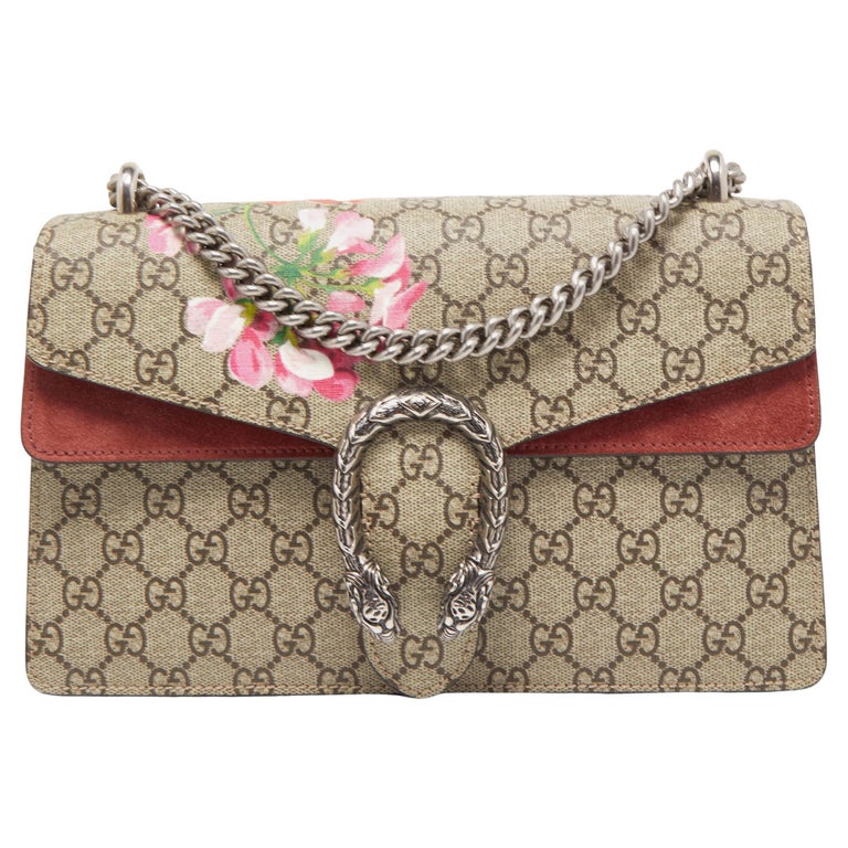 Gucci Old Rose/Beige GG Supreme Canvas and Small Blooms Dionysus Shoulder  bag For Sale at 1stDibs