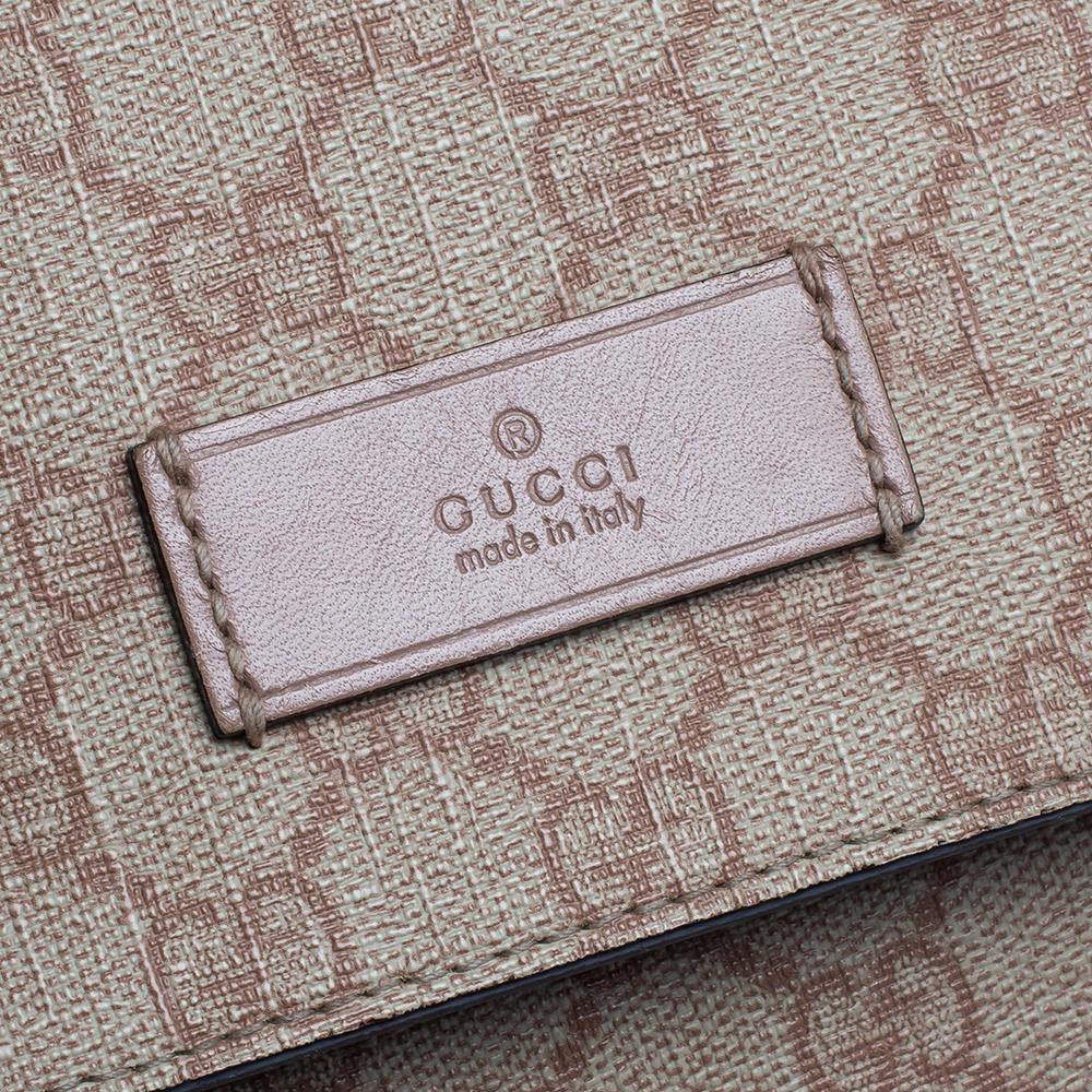 Gucci Old Rose GG Supreme Canvas and Leather Diaper Messenger Bag 4