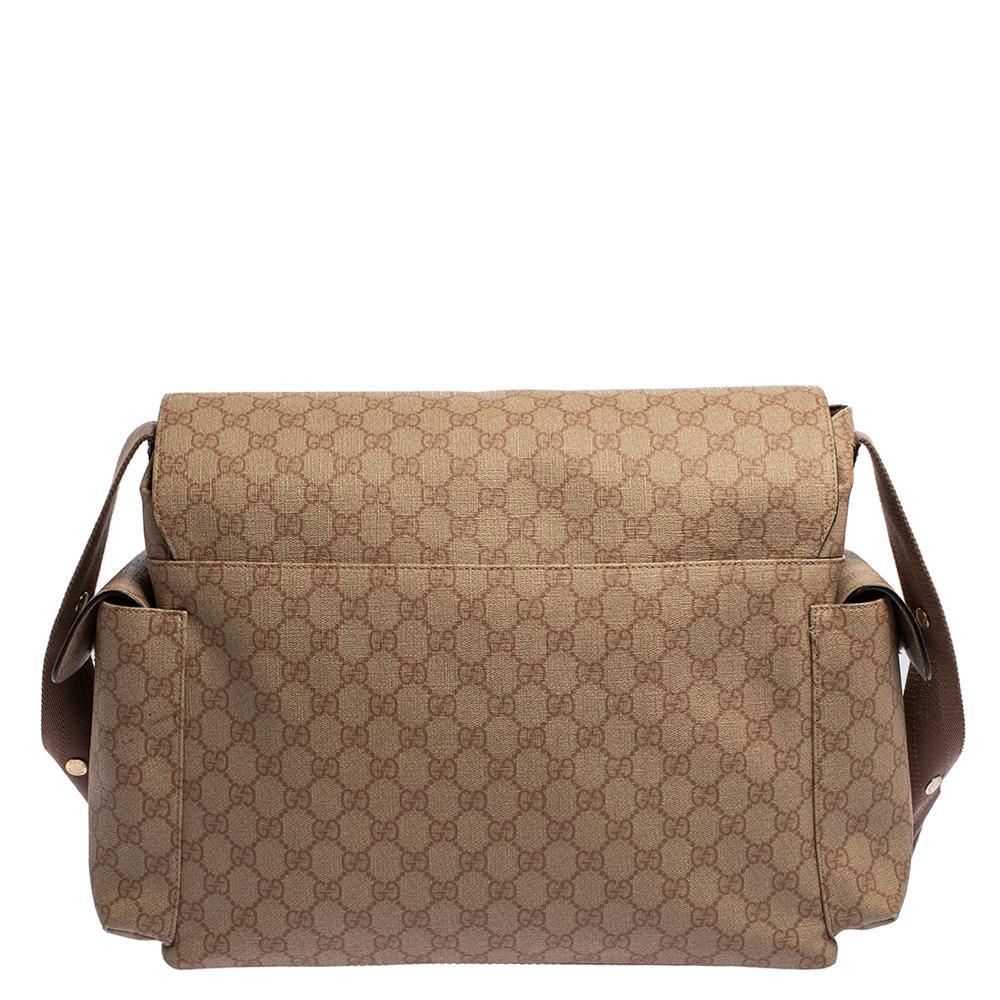 Gucci Old Rose GG Supreme Canvas and Leather Diaper Messenger Bag 5