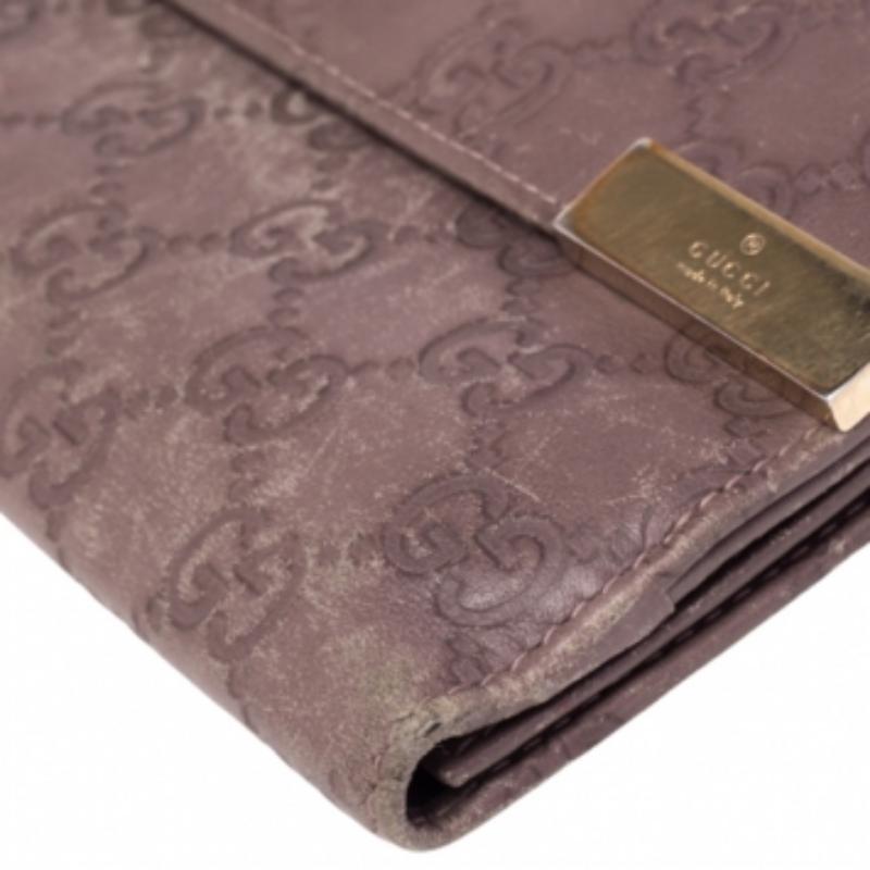 Gray Gucci Old Rose Guccissima Leather Trademark Continental Wallet
