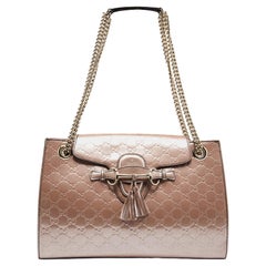 Gucci Old Rose Guccissima Patent Leather Large Emily Chain Shoulder Bag