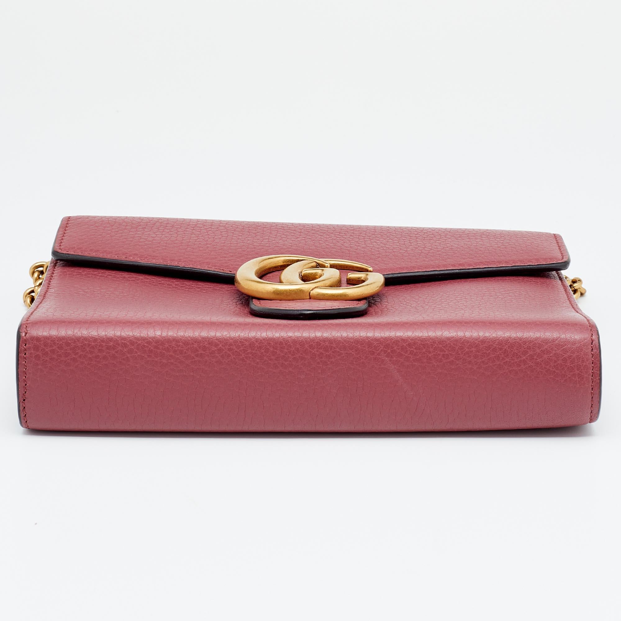 gucci marmont wallet on chain pink