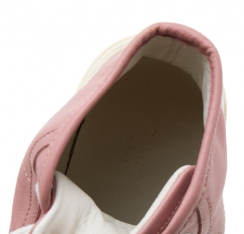 Women's Gucci Old Rose Leather High Top Sneakers Size 35 For Sale