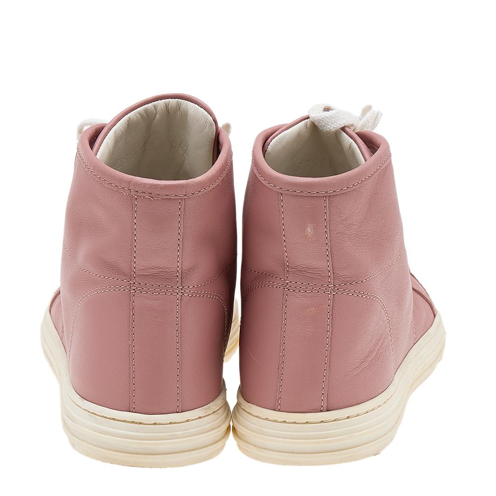 Gucci Old Rose Leather High Top Sneakers Size 35 For Sale 1