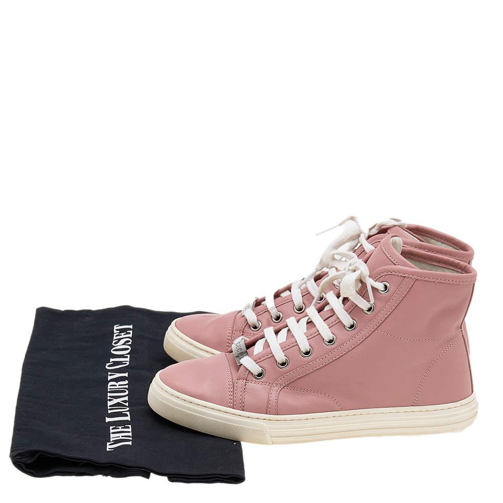 Gucci Old Rose Leather High Top Sneakers Size 35 For Sale 4