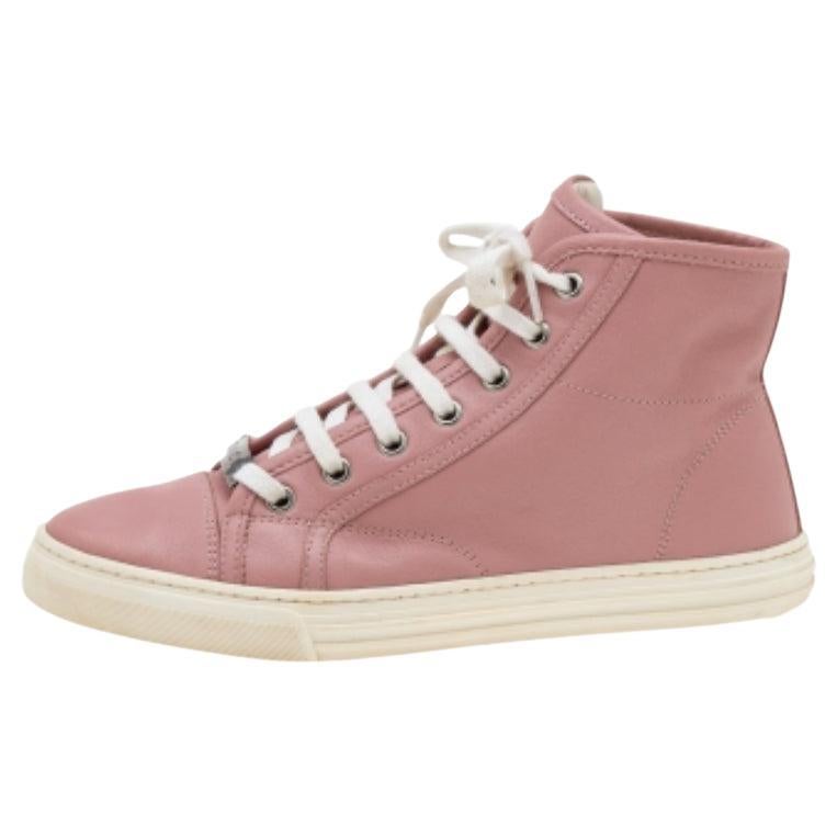 Gucci Old Rose Leather High Top Sneakers Size 35 For Sale