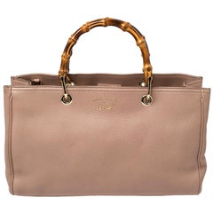 Gucci Old Rose Leather Medium Bamboo Shopper Tote