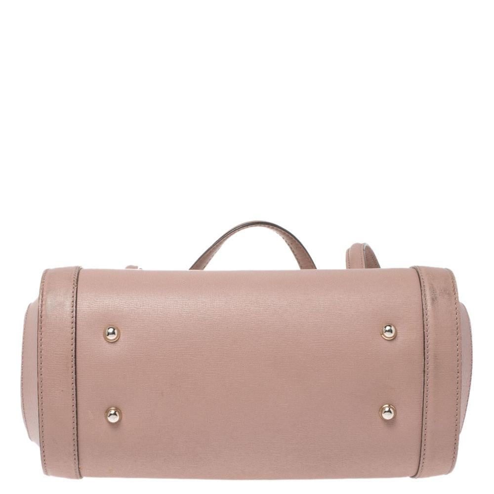 Gucci Old Rose Leder Medium New Bullet Bamboo Tasche Damen