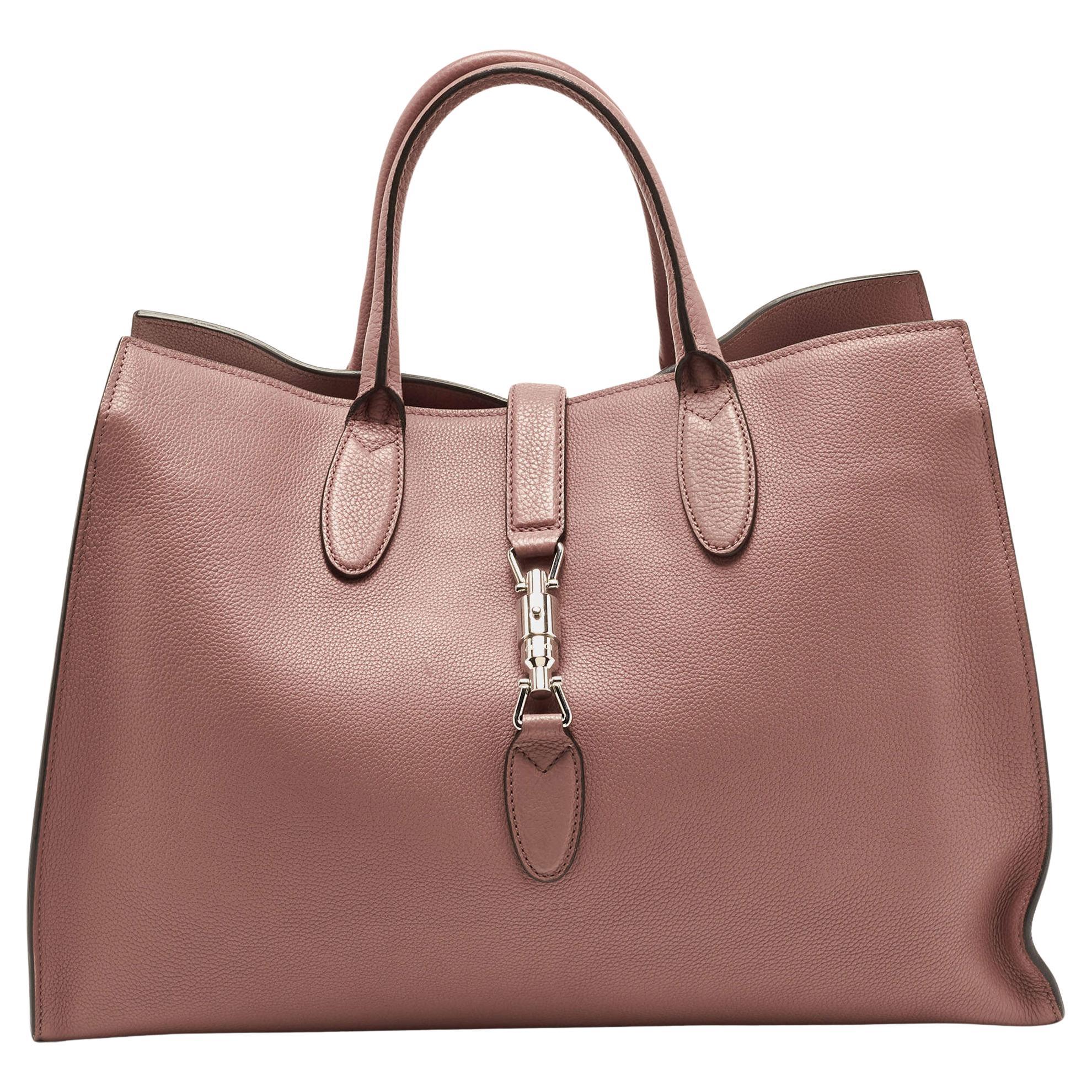 Gucci Old Rose Leather Medium Soft Jackie Tote