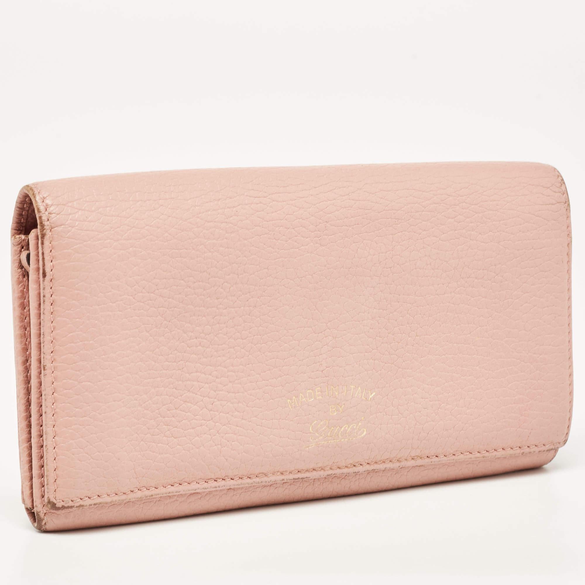 Donna Gucci  Portafoglio continentale Swing in pelle Old Rose in vendita
