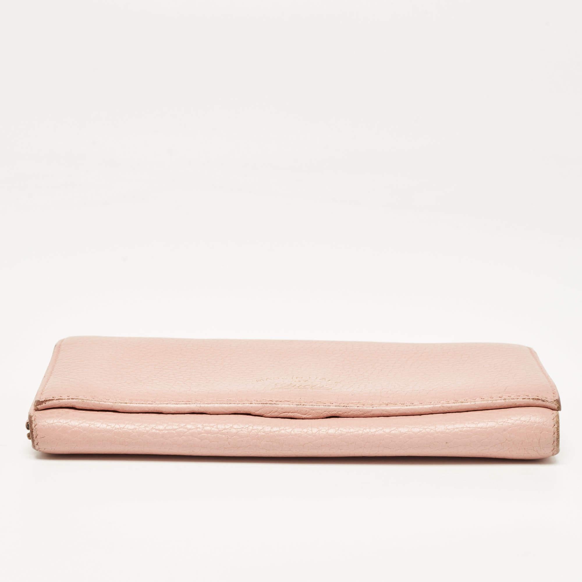 Gucci  Portafoglio continentale Swing in pelle Old Rose in vendita 3
