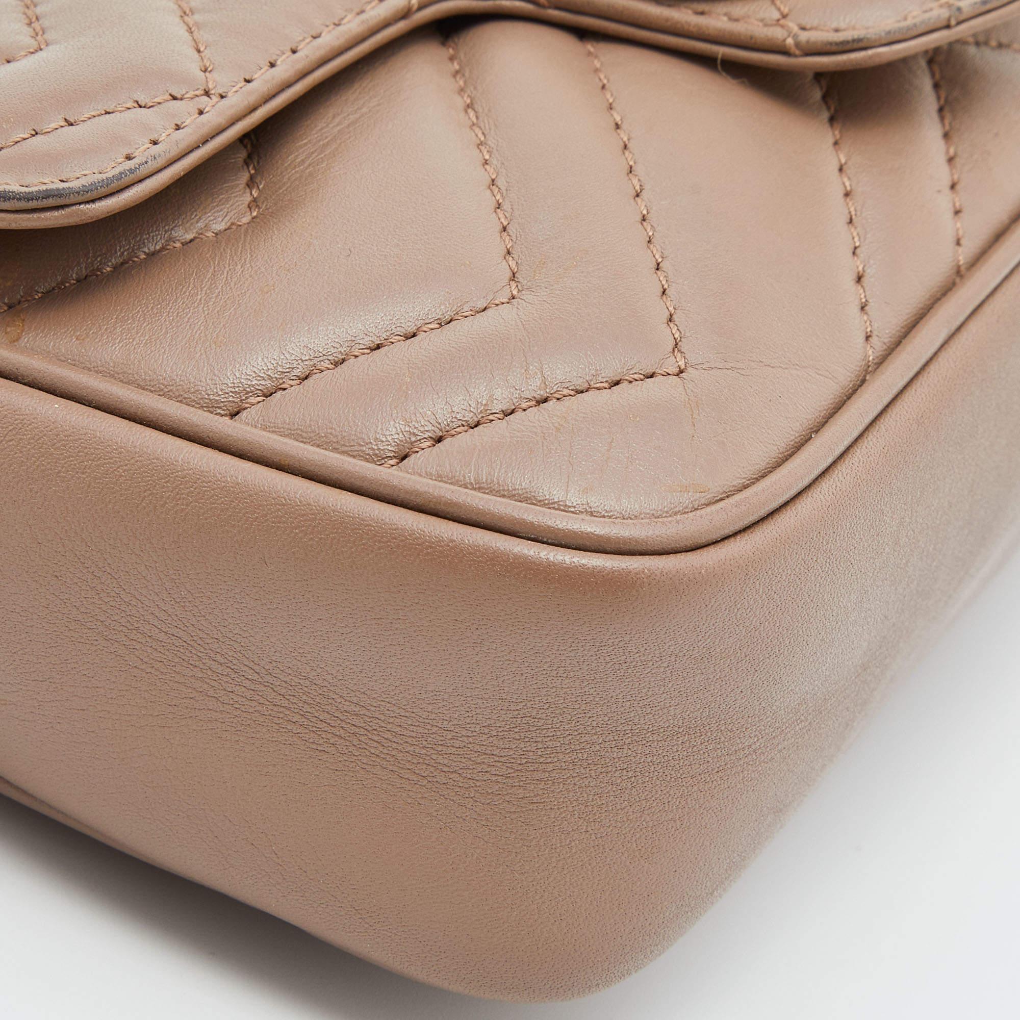 Gucci Old Rose Matelassé Leather Super Mini GG Marmont Bag 2