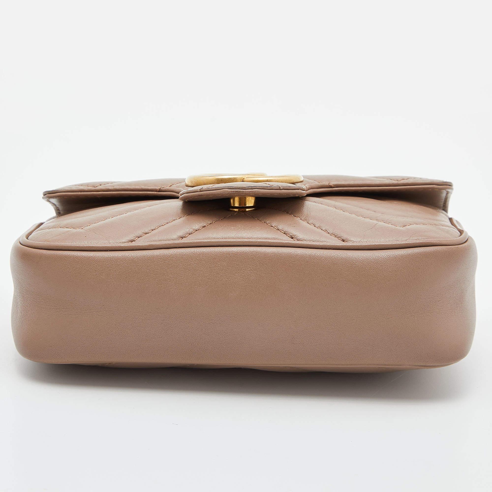Gucci Old Rose Matelassé Leather Super Mini GG Marmont Bag 3