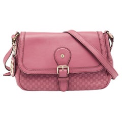 Gucci Old Rose Microguccissima Leather Buckle Flap Shoulder Bag