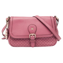 Gucci Borsa a tracolla con fibbia in pelle rosa antico Microguccissima