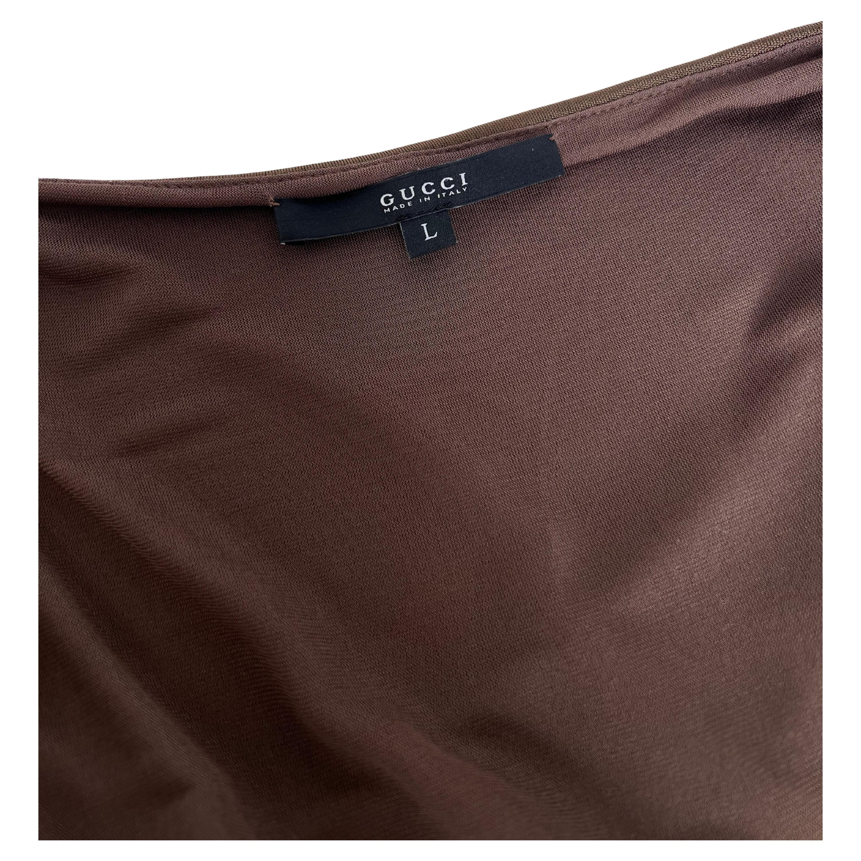 Gucci Olive Draped Open-Back Evening Dress Fringe Detail, Frida Giannini, 2008 en vente 2