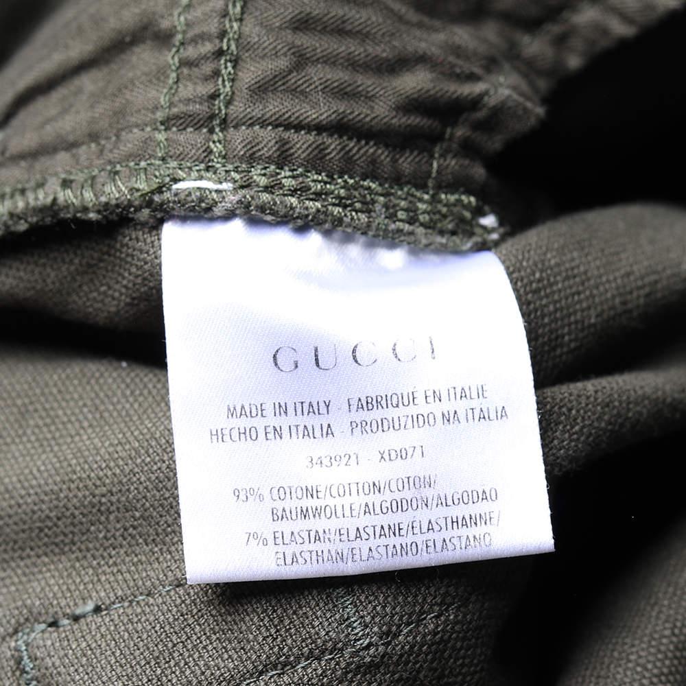 Gucci Olive Green Denim Riding Jeans XL For Sale 2